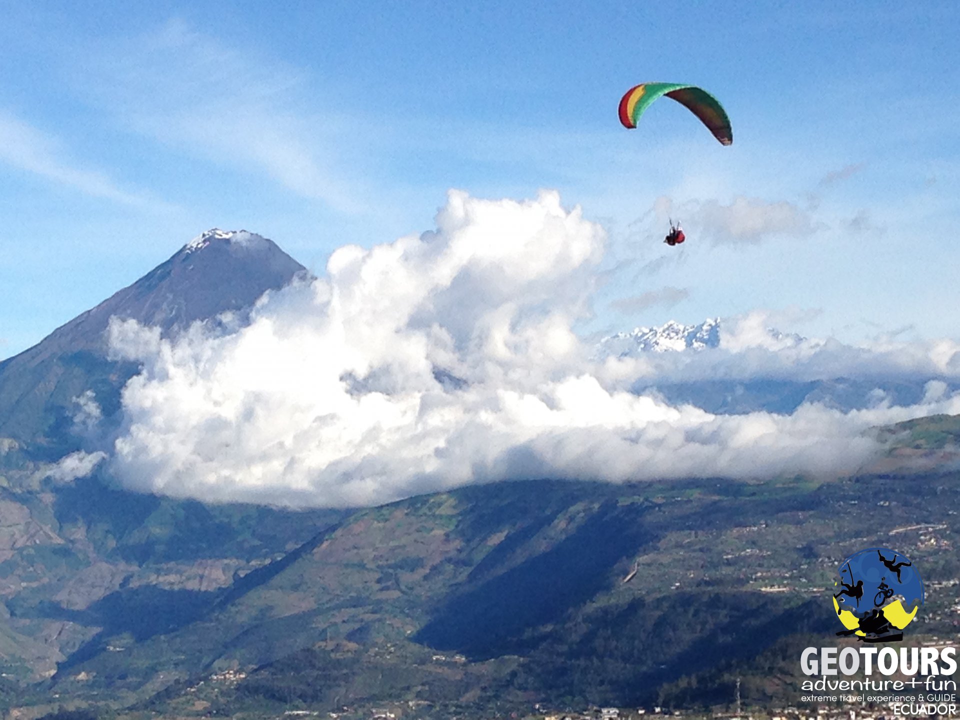 What volcanoes can I see on the paragliding tour?